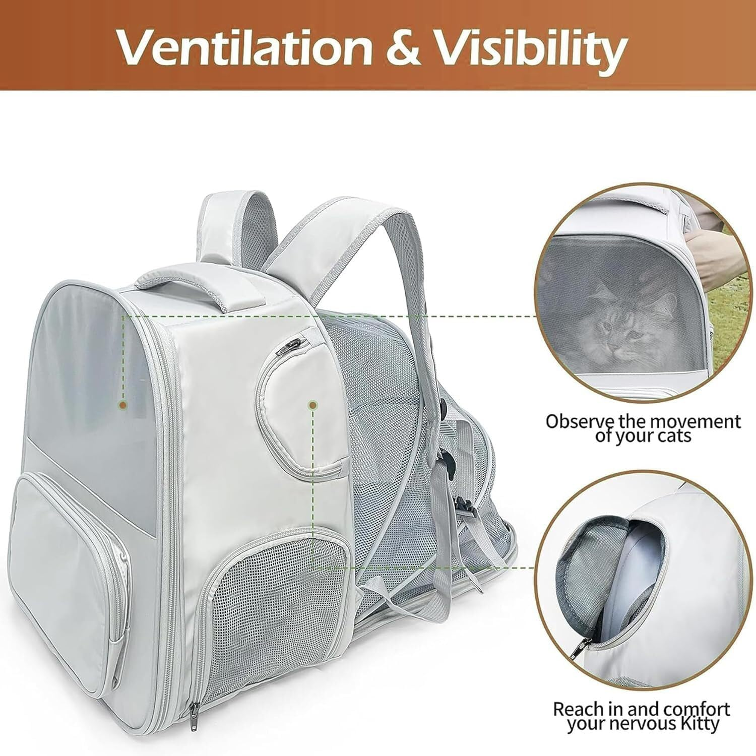 Cat Bag Dog Carrier Pet Carrier Cat Backpack Carrier Expandable Pet Carrier Backpacks with Breathable Mesh for Small Cats and Dogs Cat Carrier Pet Bag Carrier image number 5