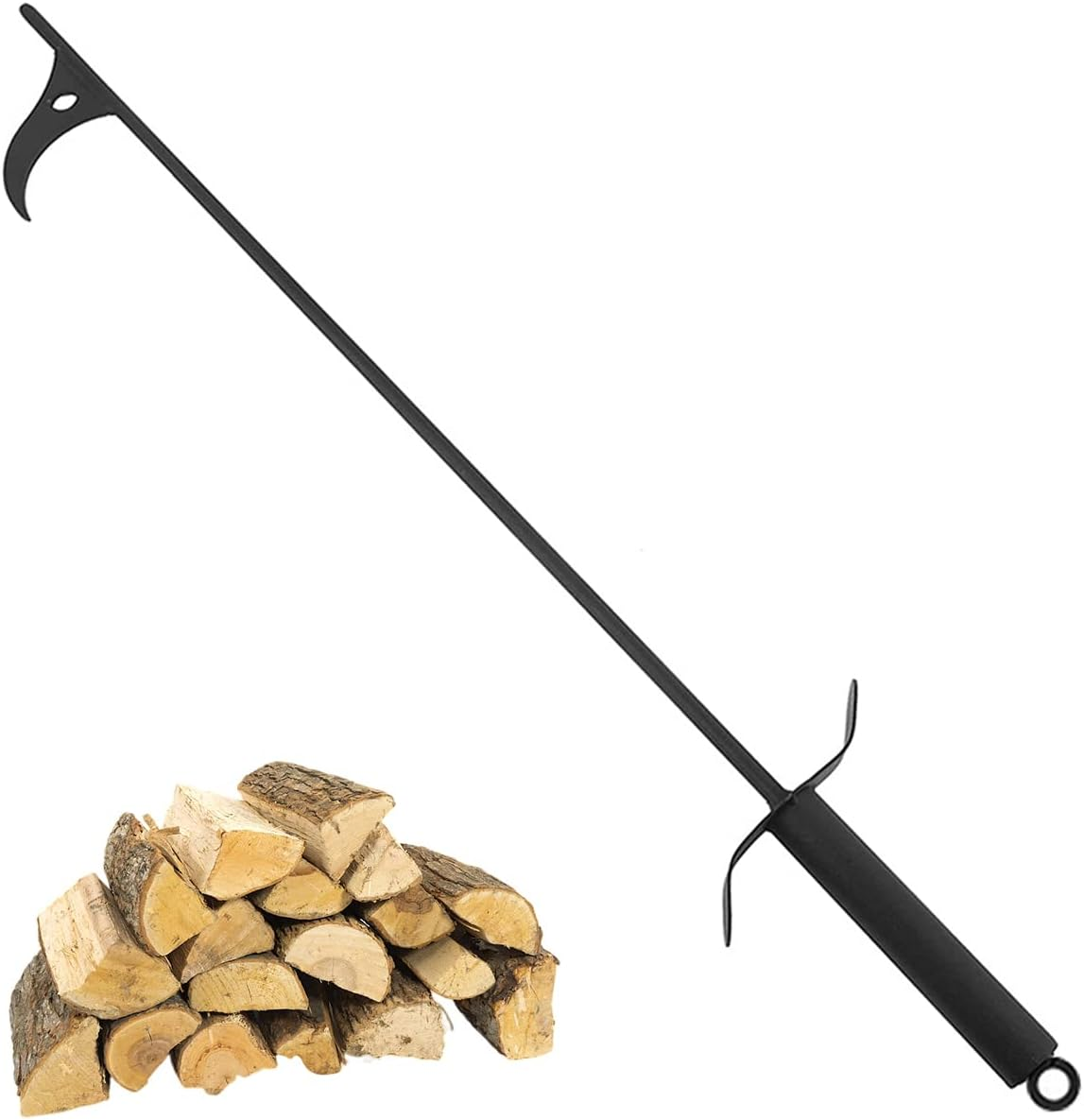 Fire Pit Poker 40-Inch Extra Long Heavy Duty Wrought Steel Fire Poker Solid Steel Campfire Poker Black Fire Poker Stick Portable Outdoor Fire Poker for Fireplace Camping Fire Stove Hik