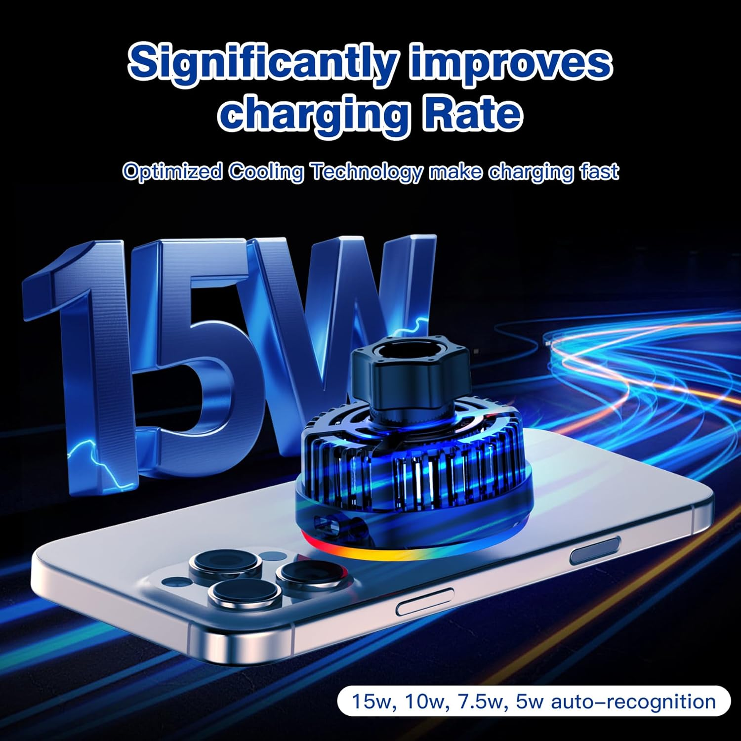 SERUW 15W Magnetic Wireless Car Charger Mount Holder Semiconductor Cooling Technology Air Vent Dashboard Phone Mount Compatible with Iphone Android Phone