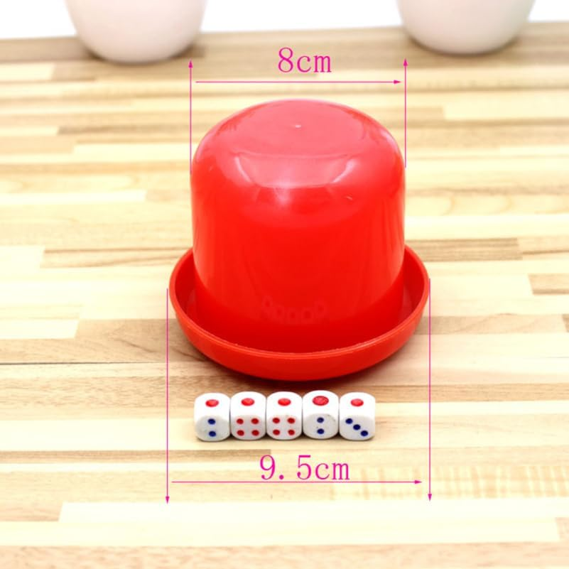 Dice Cup Set with Tray and Lid - 5 Plastic Dices for Bar Party Game, Gambling, Drinking Board Game (Random Color) image number 6
