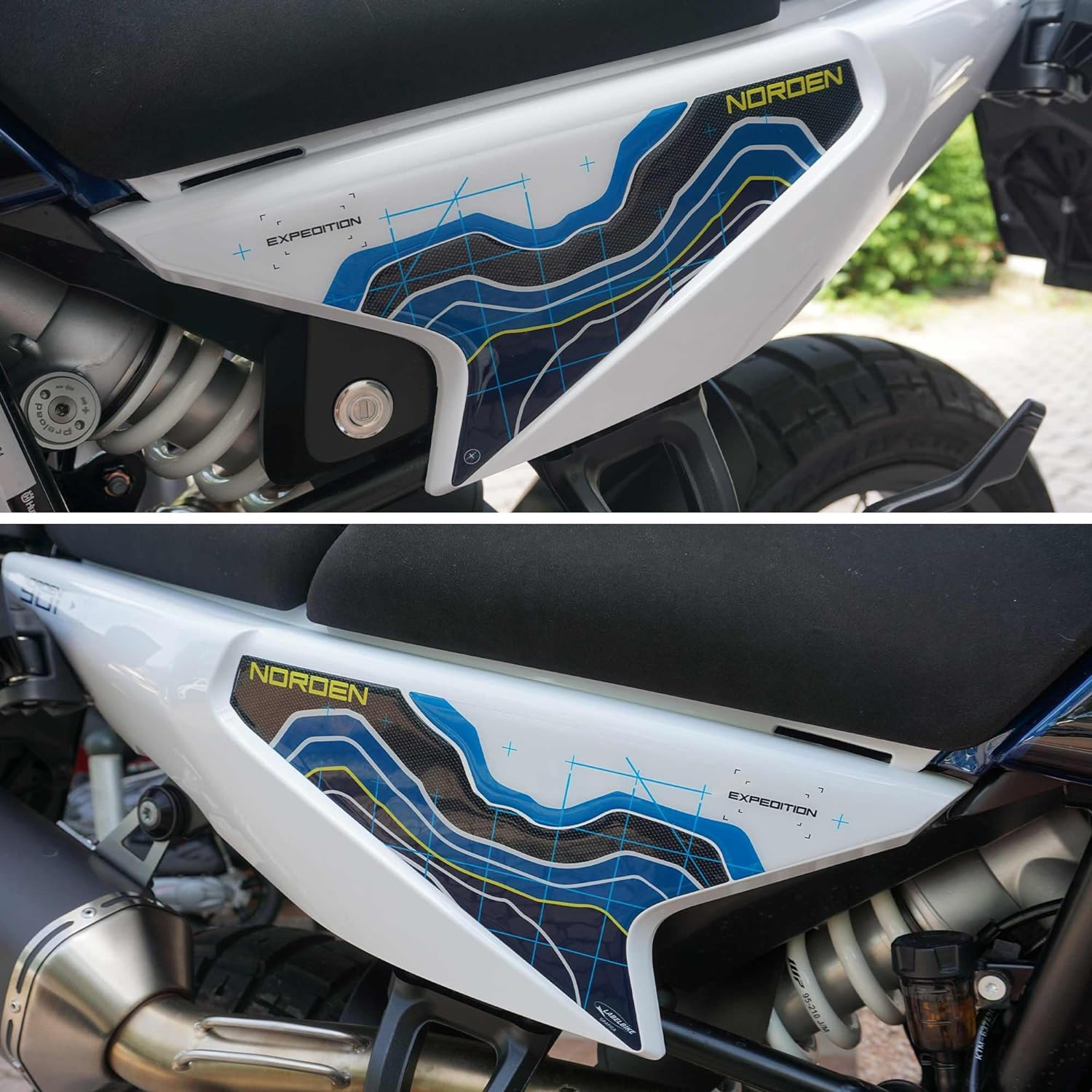 Labelbike - 3D Stickers Motorcycle Tail Side Decorations and Protections in Resin Compatible with Husqvarna Norden 901 2023 - Color Blue Carbon White Yellow image number 6