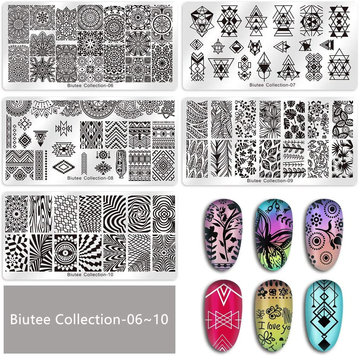 Biutee 19Pcs Nail Stamp Plates Set 15 Plate 1 Stamper 2 Scraper 1 Storage Bag Nails Art Stamping Plate Scraper Stamper Set Leaves Flowers Animal Nail Plate Template Image Plate image number 6