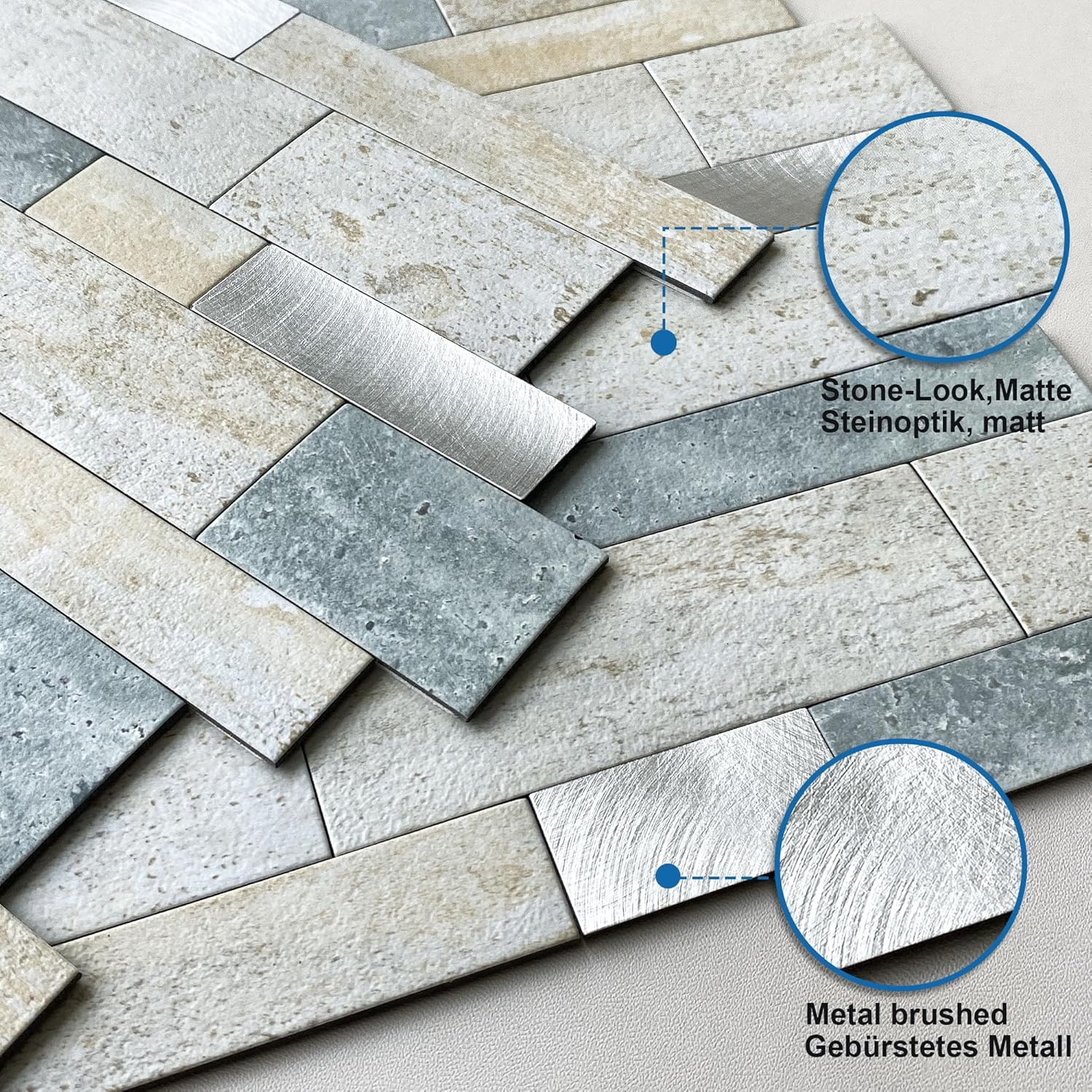 M MOFIT Backsplash Tile for Kitchen Peel and Stick Stone Matte Finish,Bathroom Tiles Stickers 3D Wall Panel Linear Mosaic Marble Backsplash Waterproof(10Sheets,Blue Green Gray) image number 6