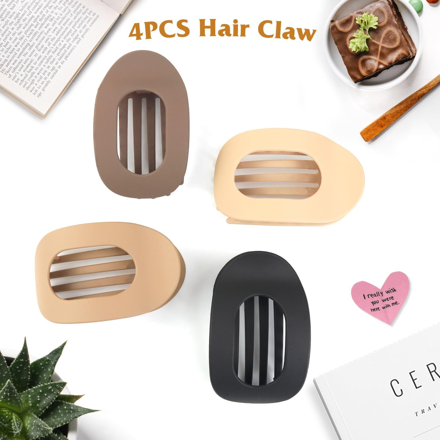 Qcdou Pack of 4 Flat Hair Clips for Women, Duckbill Hair Clip, Large Hair Clip, Strong Hold Women'S Hair Clips for Thin and Thick Hair, Curved Design for Lying and Driving image number 1
