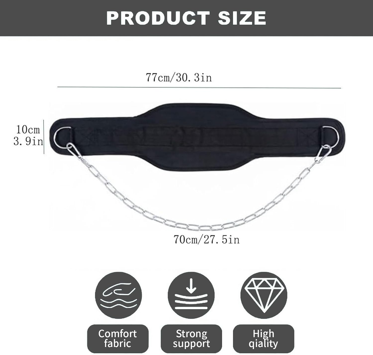 Rhoyee Weightlifting Dip Belt with 36" Steel Chain &ndash; Adjustable Gym Belt for Pull-Ups, Dips & Squats &ndash; Weight Belt for Strength Training & Bodybuilding image number 6