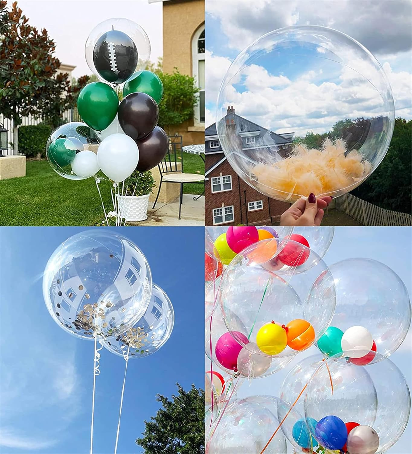 Bobo Balloons 10 Packs, 20 Inch Transparent Bubble Bobo Balloons for Christmas Wedding Birthday Party Decorations