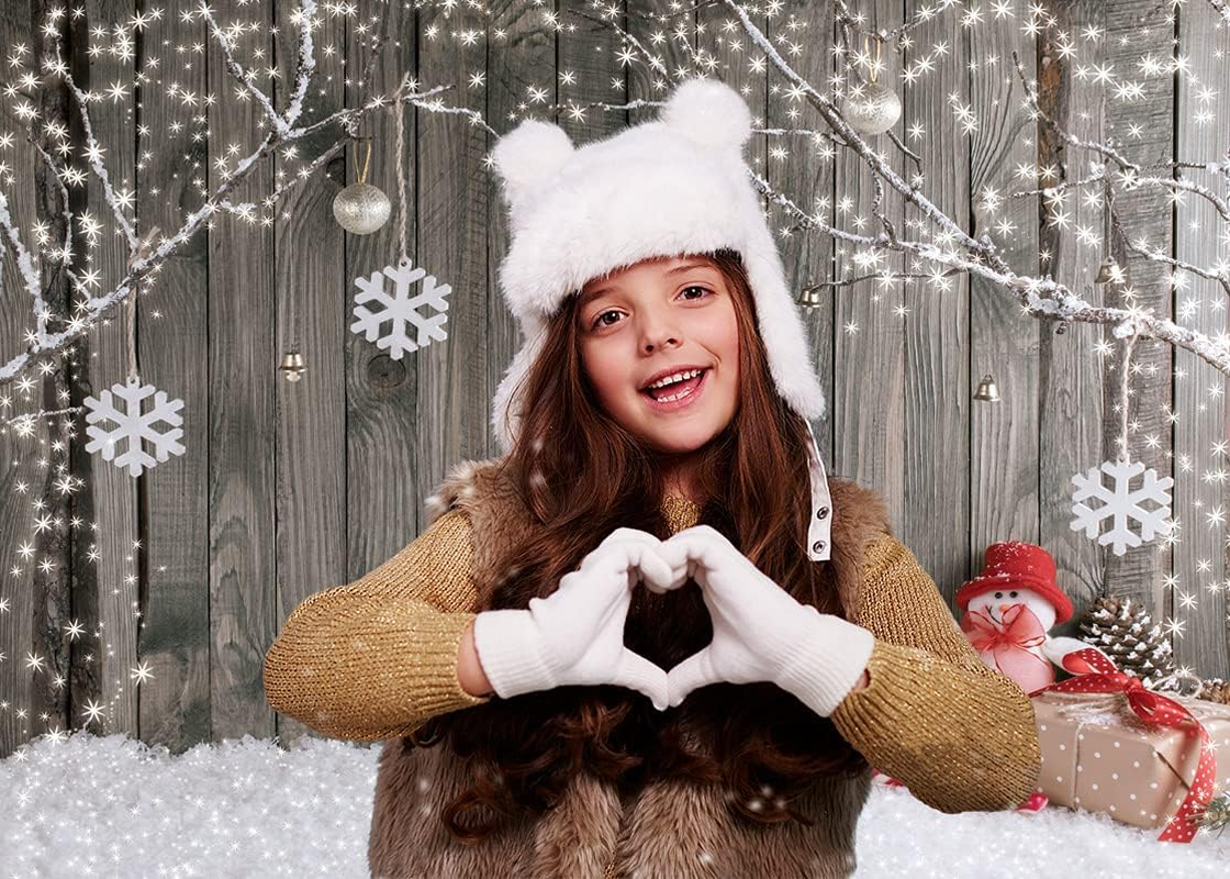 LYWYGG 8X8FT Christmas Backdrop Snow Floor Photo Backgrounds Wooden Wall Photography Backdrops for Child CP-70-0808 image number 5