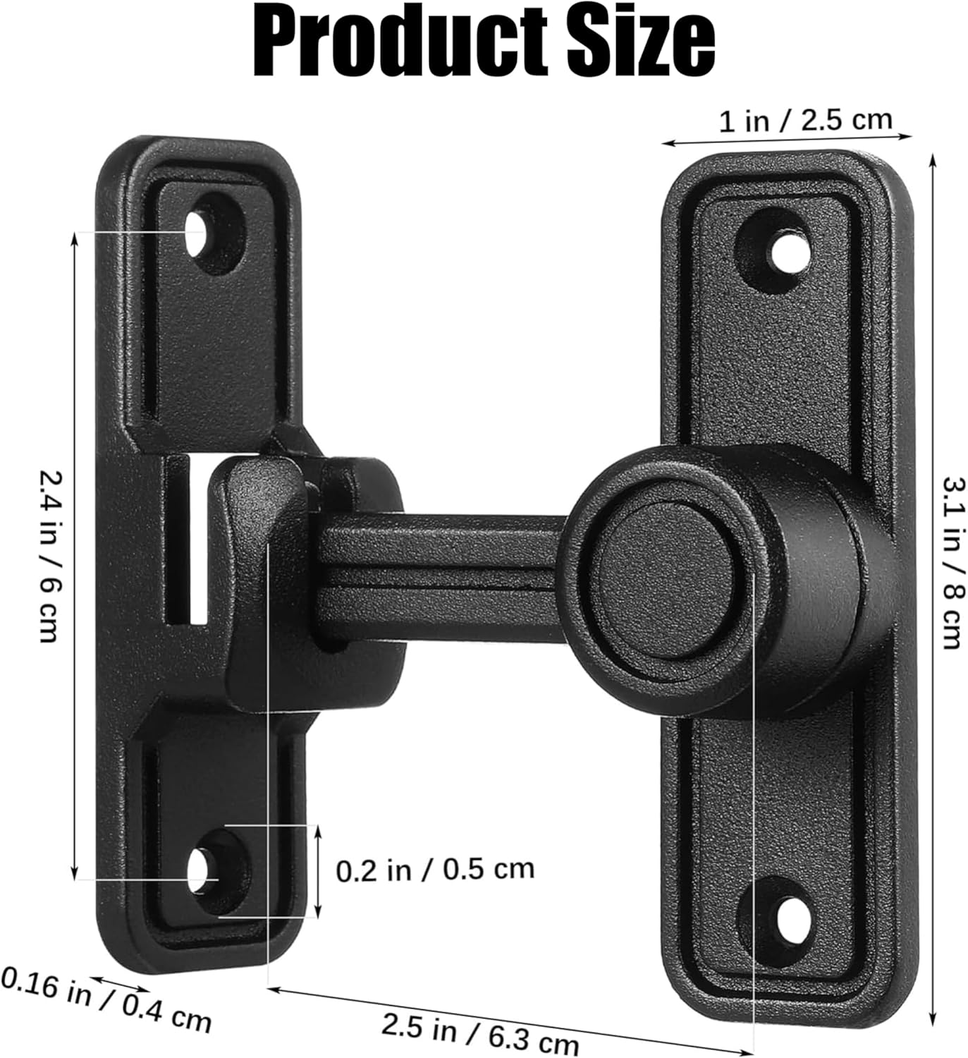 Barn Door Lock,Sliding Barn Door Lock Hardware,90/180 Degree Locks for Barn Doors,Anti-Theft Buckle- Anti-Theft Flip Gate Latches for Bathroom,Garage,Garden,Fence,Cabinet,Window(Black) image number 1