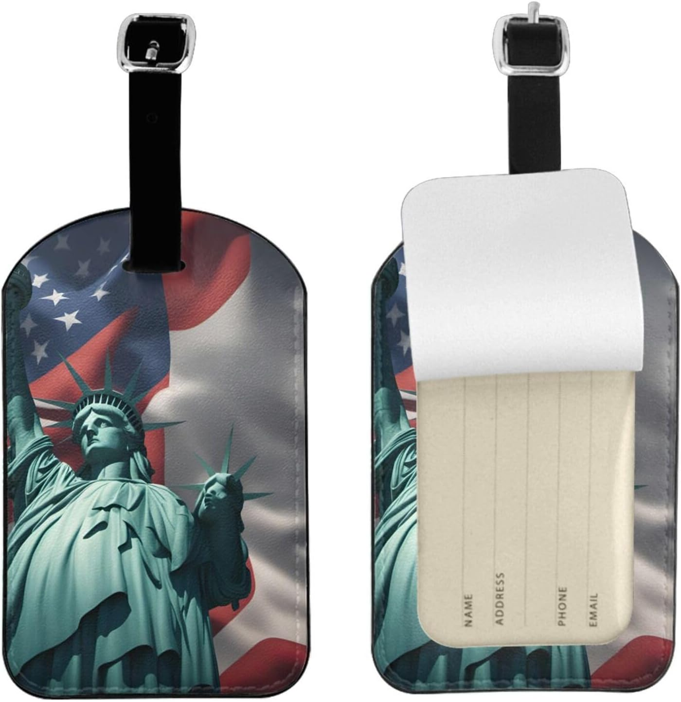 Statue of Liberty Flag Print Elegant Tag Stylish Tag Luggage Tag 4.3 X 2.76 Inch for Suitcases Travel Bags image number 2