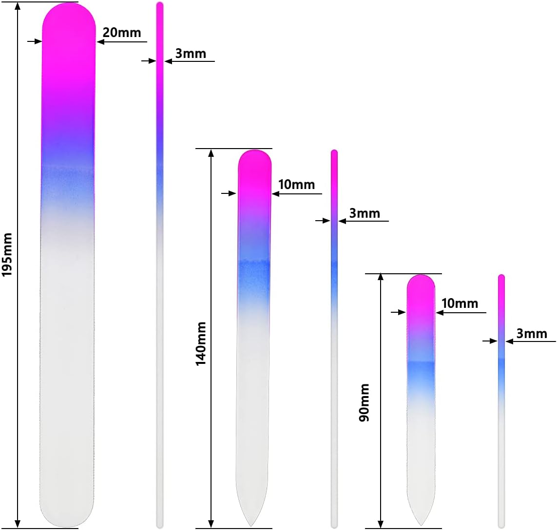 URAQT Premium Crystal Glass Nail File Set, 3 Piece Professional Nail Care Set, Double Sided Emery Board, Manicure Pedicure Tools, Nail Strengthener, Buffer - A-Grey image number 6