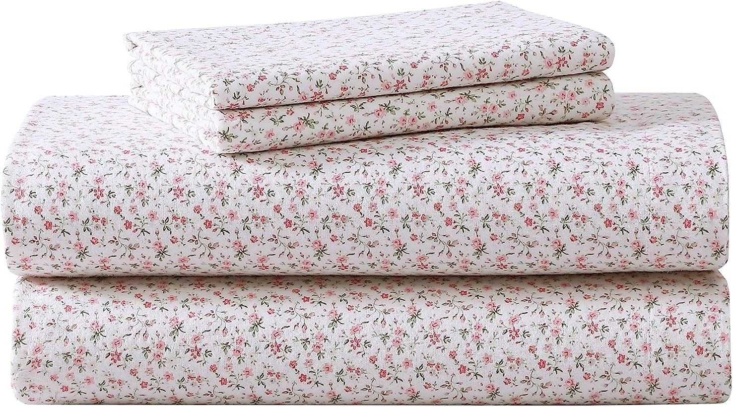 Laura Ashley Evie Flannelette Sheet Set, Soft Pink, Single image number 1