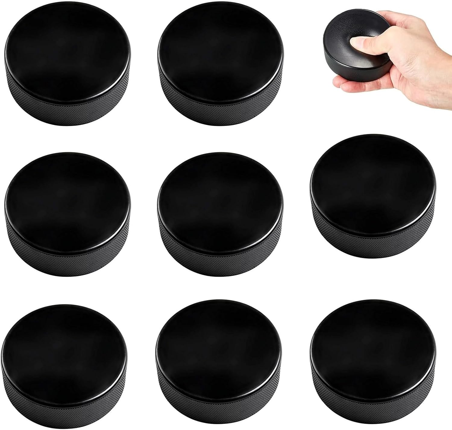8Pcs Soft Foam Ice Hockey Pucks for Practice & Training - Lightweight, Reusable, Indoor/Outdoor Hockey Pucks, 3" Diameter, 1" Thickness (Black) image number 4