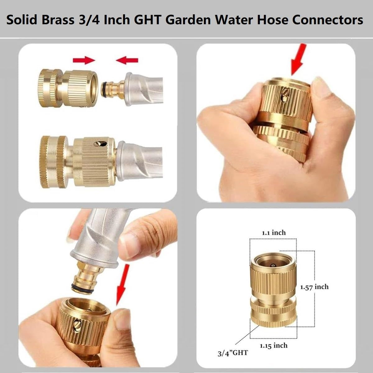 Garden Hose Nozzle,High Pressure Water Hose Nozzle Sprayer, 3/4 Extra-Strong Solid Brass Connectors for Garden Hose, for Watering Plants,Lawn& Garden,Washing Cars,Cleaning,Showering Pets & Outdoor Fun