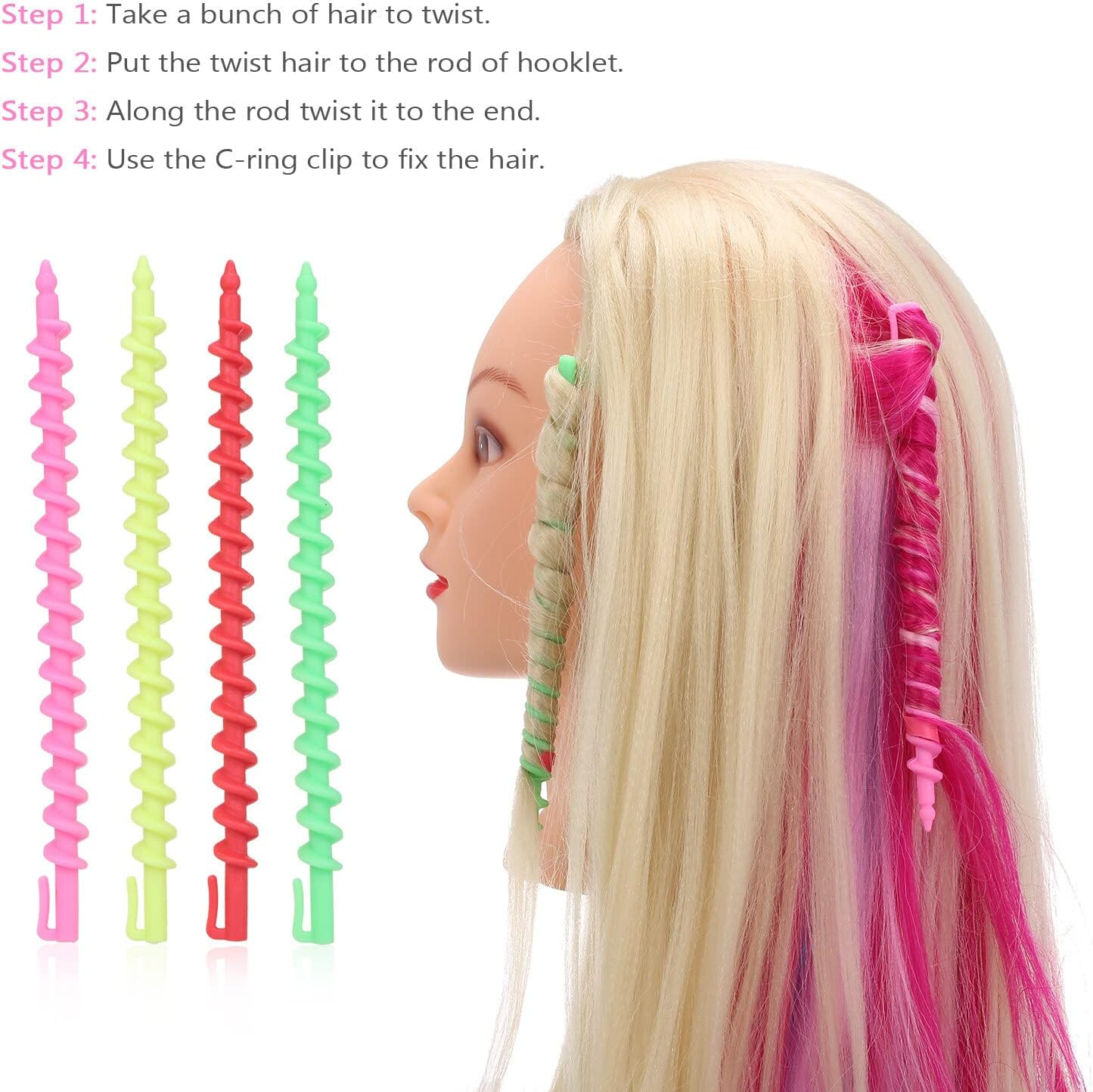 Xinyee 20Pcs Hair Rollers Spiral Rod Plastic Hairdressing Spiral Hair Perm Rod Salon Tool image number 3