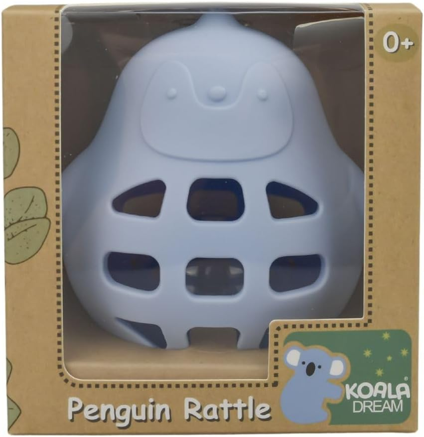 Koala Dream - CA3018A Silicone Penguin Rattle Blue: Baby Teething Toy with Gentle Rattle Sound, Non Toxic, Easy Clean Infant Sensory Development Toy image number 3