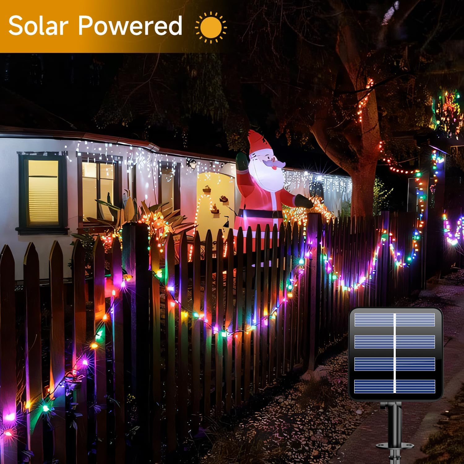 20M/66Ft Solar String Lights Outdoor Garden, 200 LED Solar Powered Fairy Lights, 8 Modes IP65 Waterproof Decorative Lights for Garden, Yard, Home, Party, Christmas image number 6