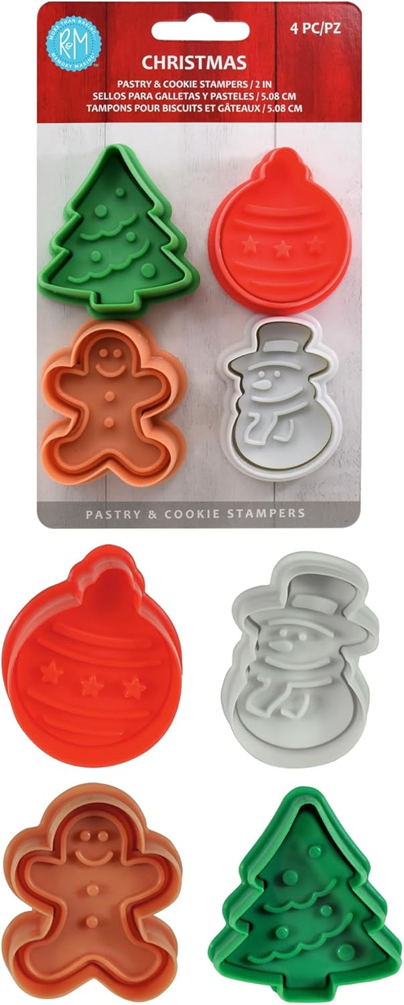 R & M International Pastry/Cookie/Fondant Stamper Christmas Theme Silver image number 3
