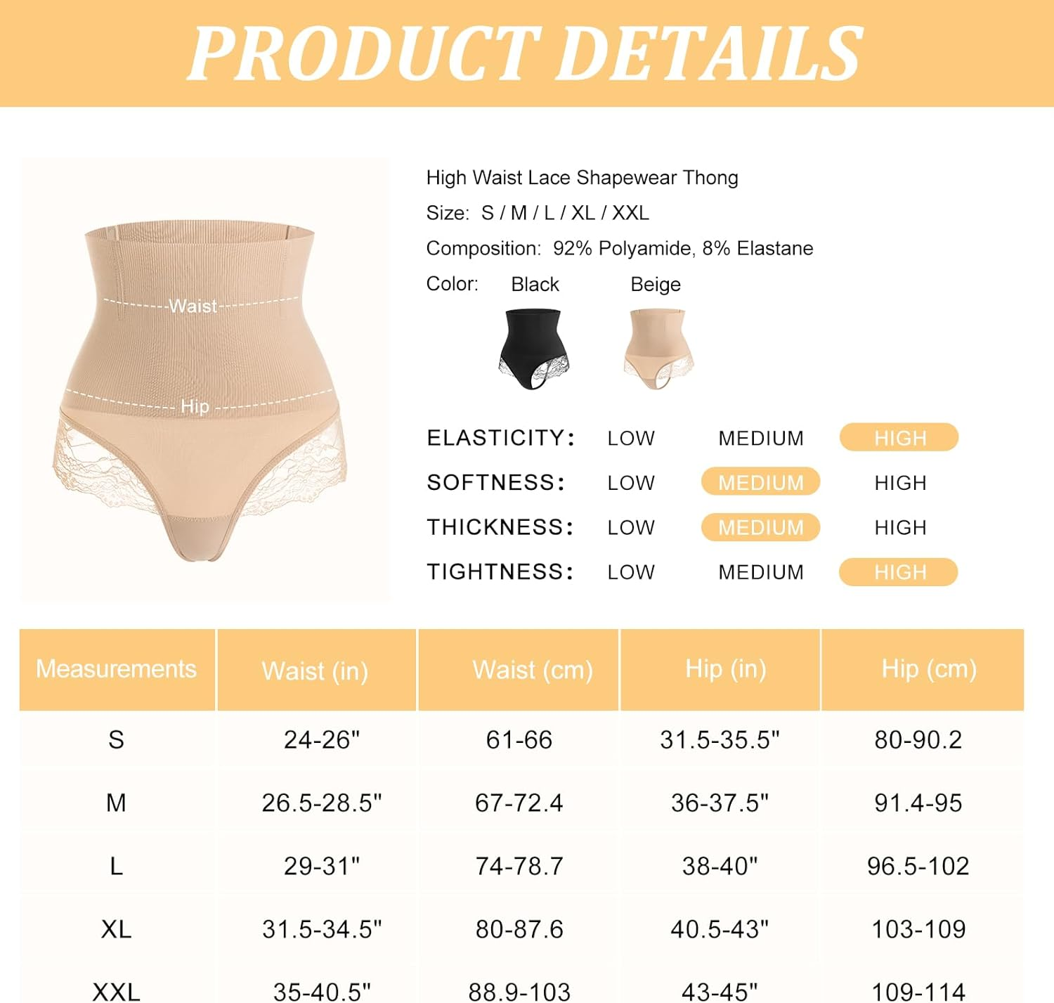 SURE YOU like Shapewear for Women Tummy Control Thong High Waisted Underwear Sexy Lace Body Shaper Seamless Panties image number 3