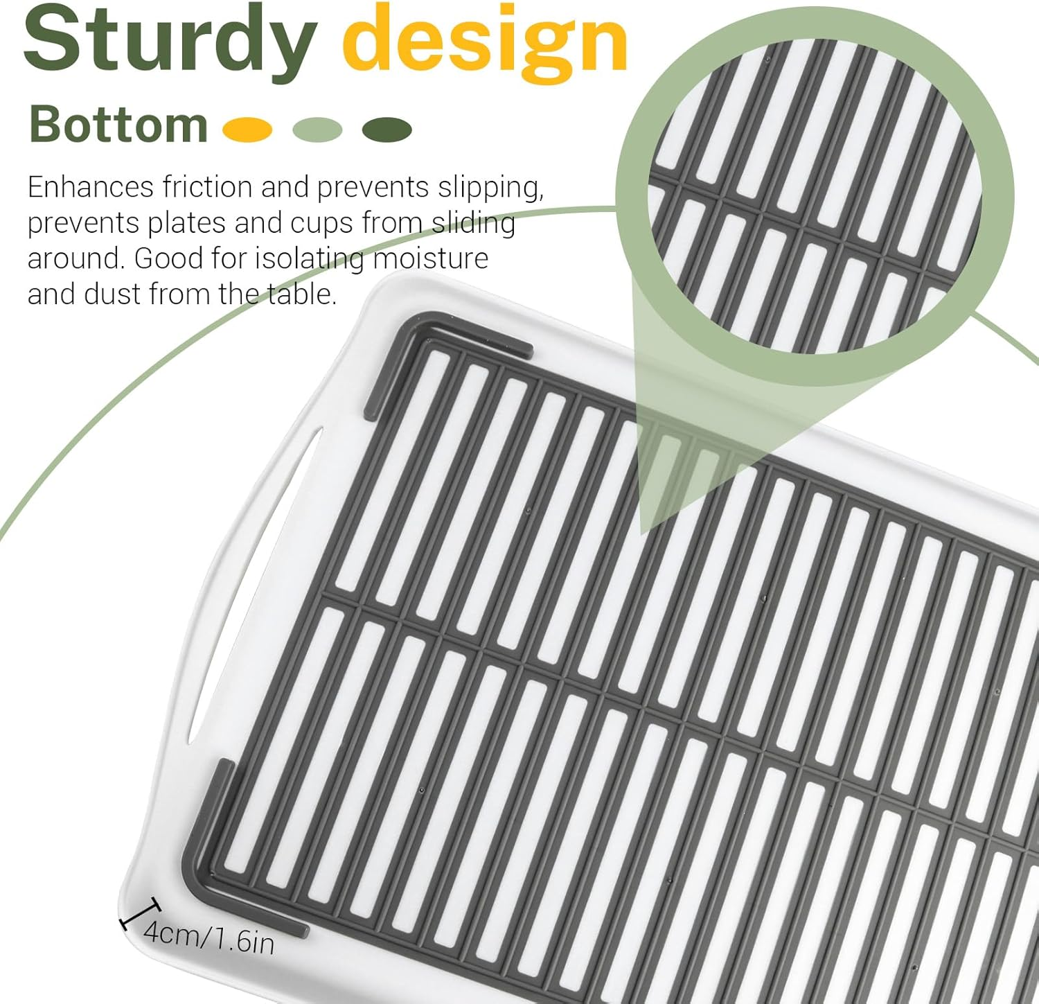 Chihutown 3PCS Non Slip Food Serving Tray with Handles, 16.5/ X11.4/ White Platters for Serving Food, Rectangle Food Service Tray, Food Trays for Party Kitchen (White) LTZ001 image number 4