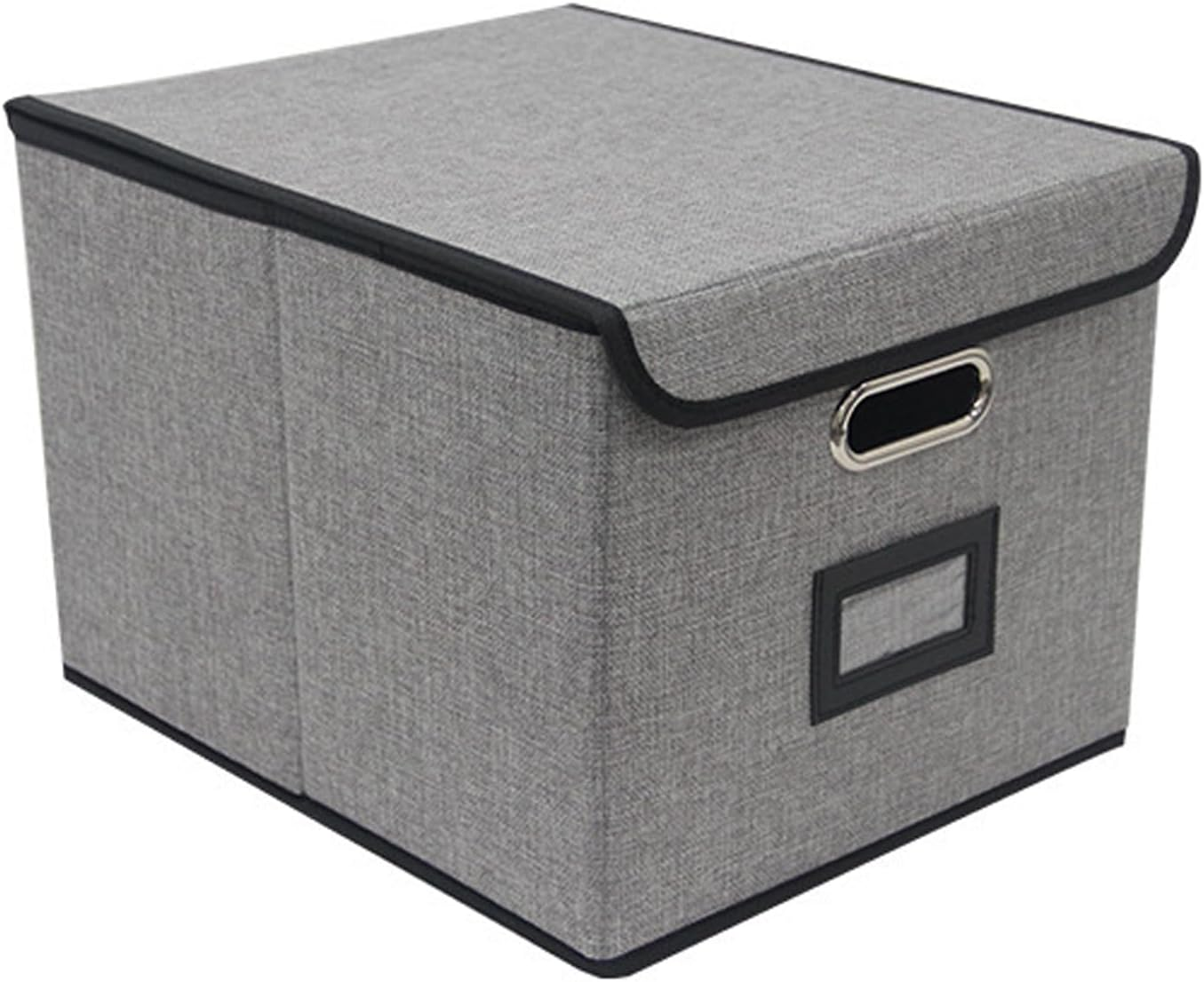Upgraded Portable File Organizer Box, Large Linen Hanging Office Document Storage Box with Lid, Collapsible Filing & Storage Boxes for Office/Decor/Home. (Light Gray) image number 2