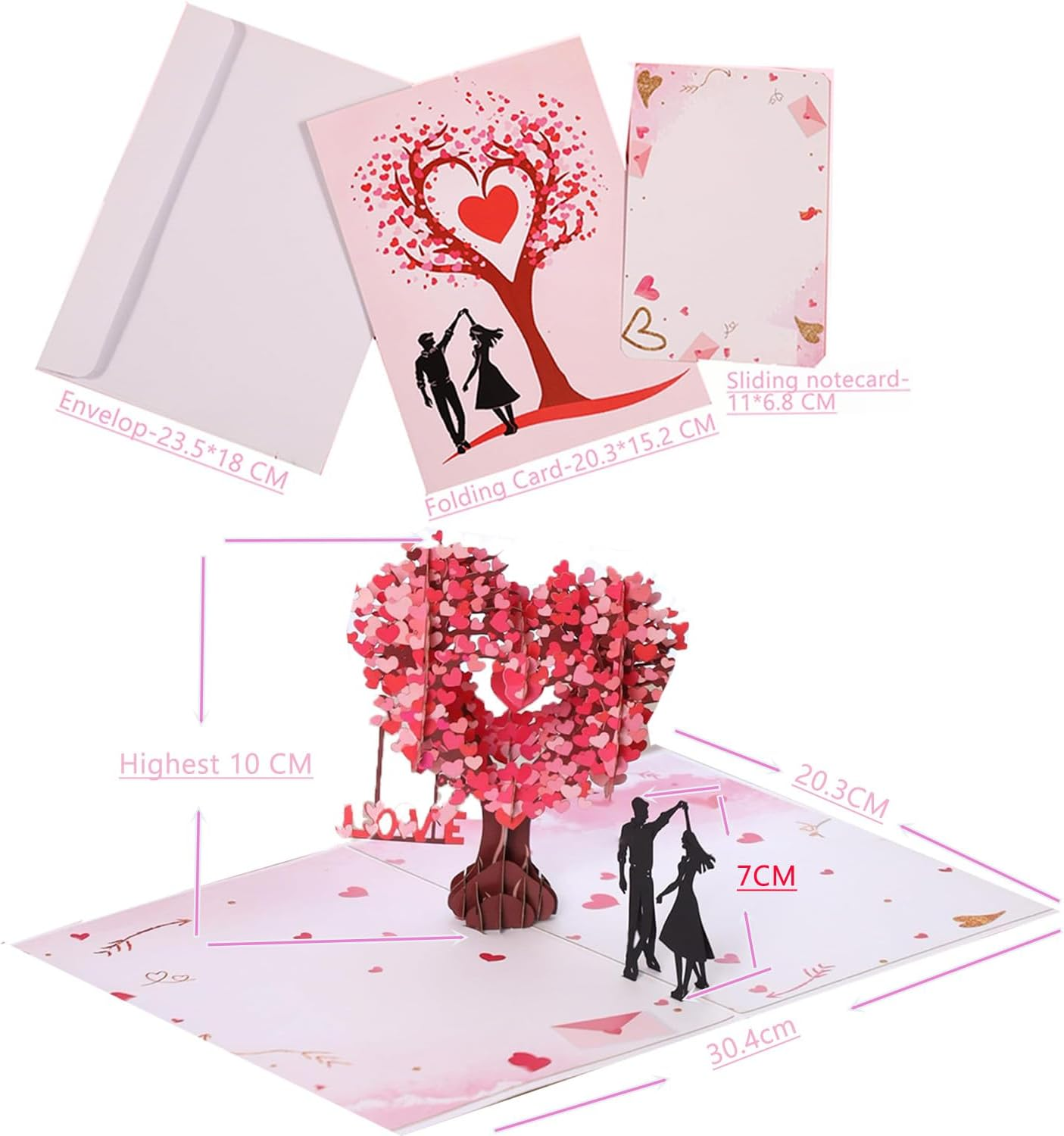 Pop up Valentines Card 3D Love Tree Hearts Romantic Greeting Card to Boyfriend, Girlfriend, Wife Husband, Loved Anniversary Card, Wedding Card, Valentine Gift Birthday Gift image number 1