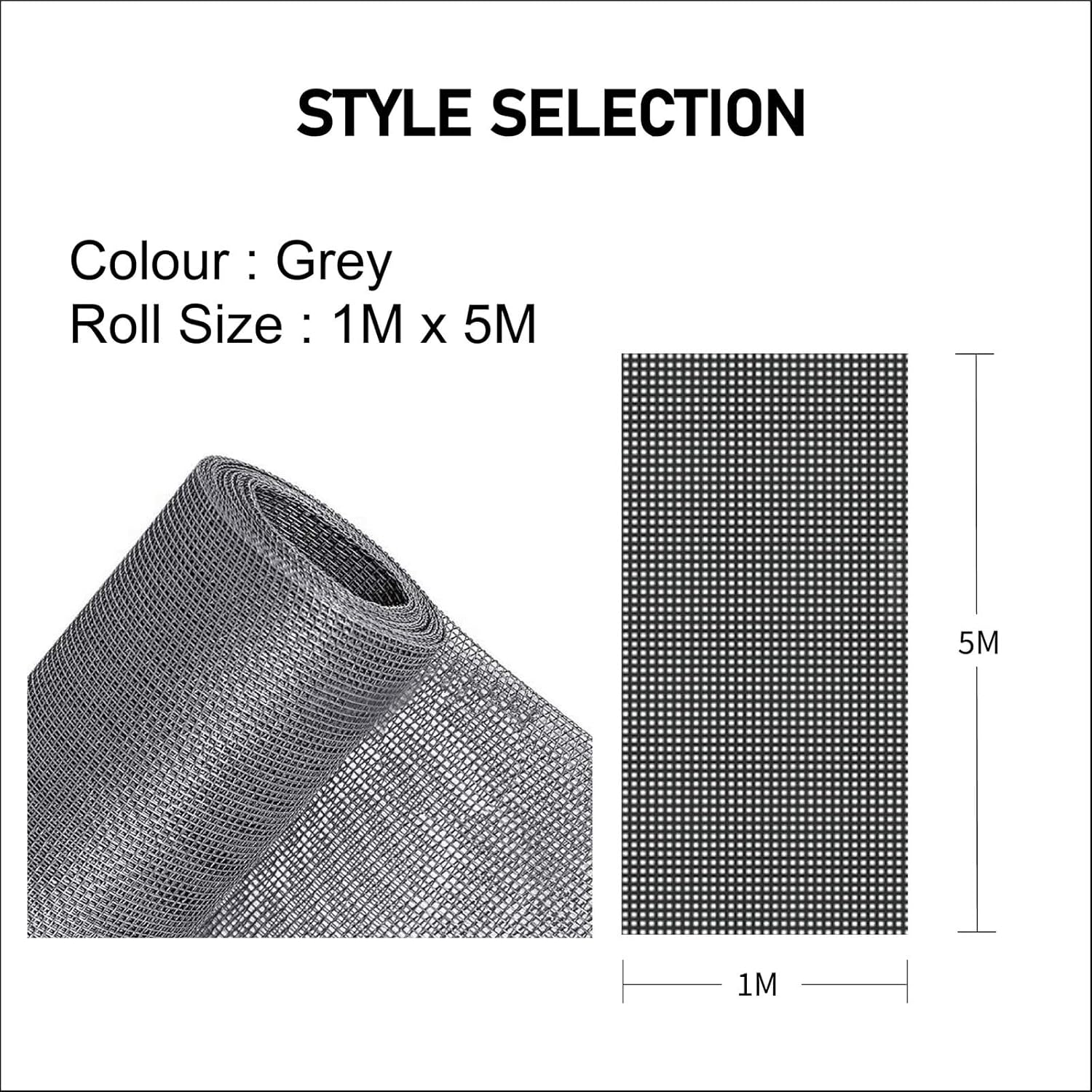 Tootoo Fiberglass Insect Fly Screen - Easy Installation, 5M X 1M Roll in Black & Grey (Grey) image number 4