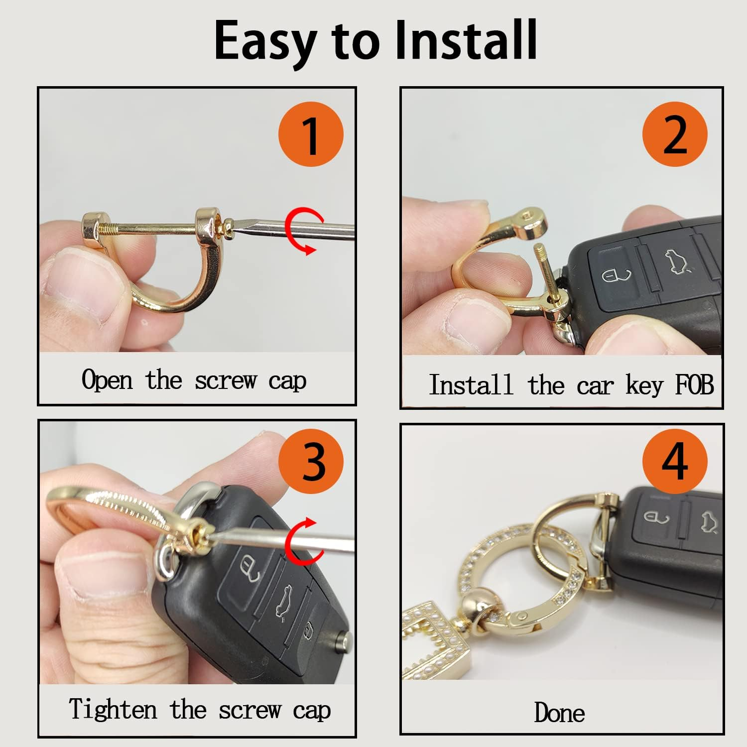 Daemson Microfiber Leather Car Keychain, Bling Diamond Keychains for Women, Car Key Fob Holder with 360 Degree Rotatable - Blue image number 4