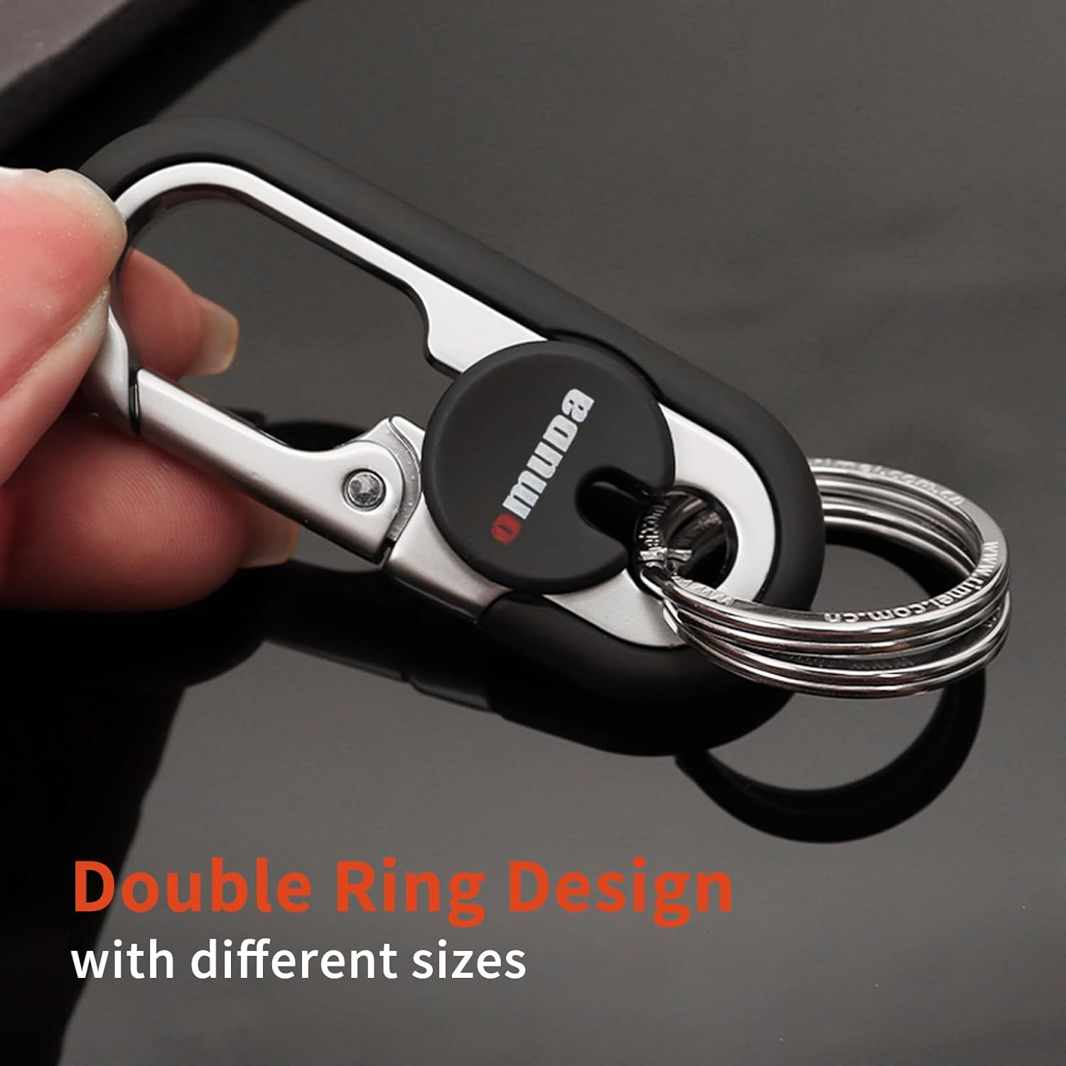 Key Chains Men, 2023 Car Key Chain for Men, Anti-Loss Keychain with Double Keyrings, Quick Release Key Chain - 2Pcs, Black+Blue image number 4