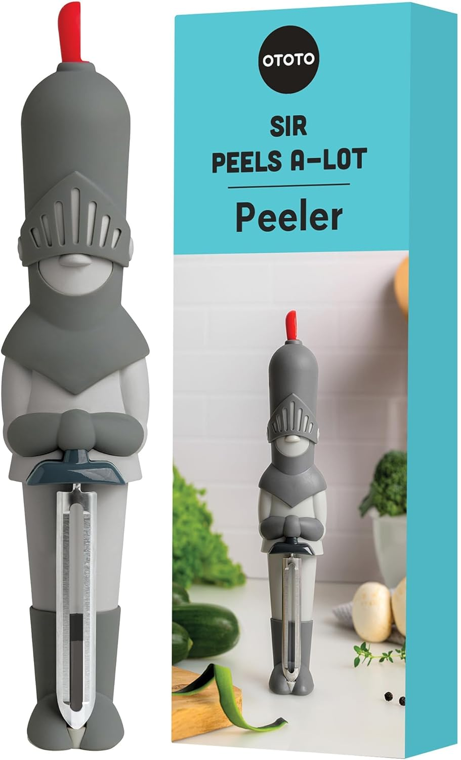 NEW!! OTOTO Sir Peels A-Lot Medieval Knight Vegetable Peeler - Swivel Vegetable Peelers for Kitchen, Cute Kitchen Gadgets, Kitchen Gifts, Potato, Veggie, Fruit Peeler, Cute Kitchen Accessories image number 1