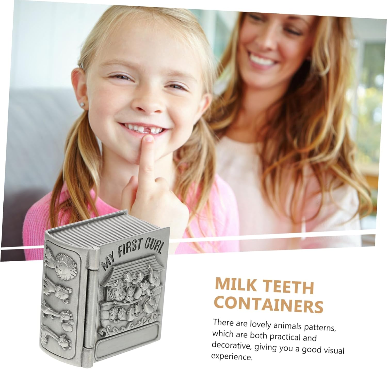 2 Pcs Kids Keepsake Tooth Boxes Vintage Silver Milk Teeth Storage Containers and Hair for Memory Preservation image number 6