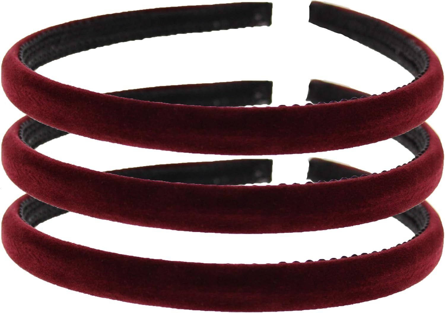 Zac'S Alter Ego Burgundy School Hair Accessories - Headband, Scrunchie, Elastic, Etc&hellip;, Set of 3 10Mm Velvet Alicebands, 1 Count (Pack of 1)