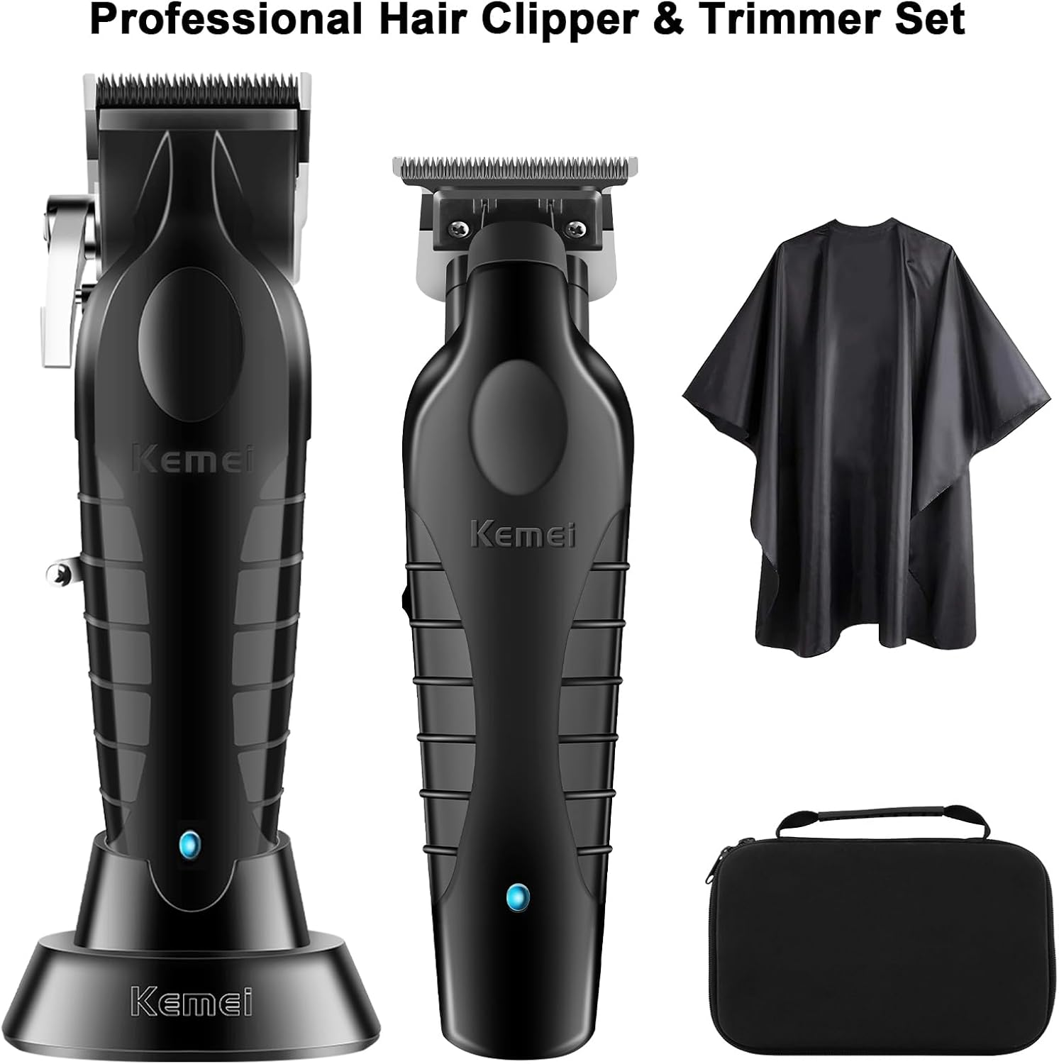 KEMEI Hair Clipper and Trimmer Set Professional Cordless Hair Clipper for Men Electric Beard Trimmers Barber Hair Cuttings Kit, T Blade Trimmers for Men, KM-2296，KM-2299 image number 1