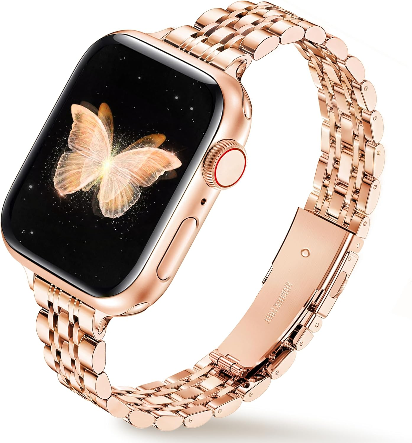 Ocaer Compatible with Apple Watch Strap 42Mm 41Mm 40Mm 38Mm, Slim Stainless Steel Metal Band for Apple Watch Series 10 9 8 7 6 5 4 3 2 1 SE, Elegant Apple Watch Bracelet for Women (Starlight)