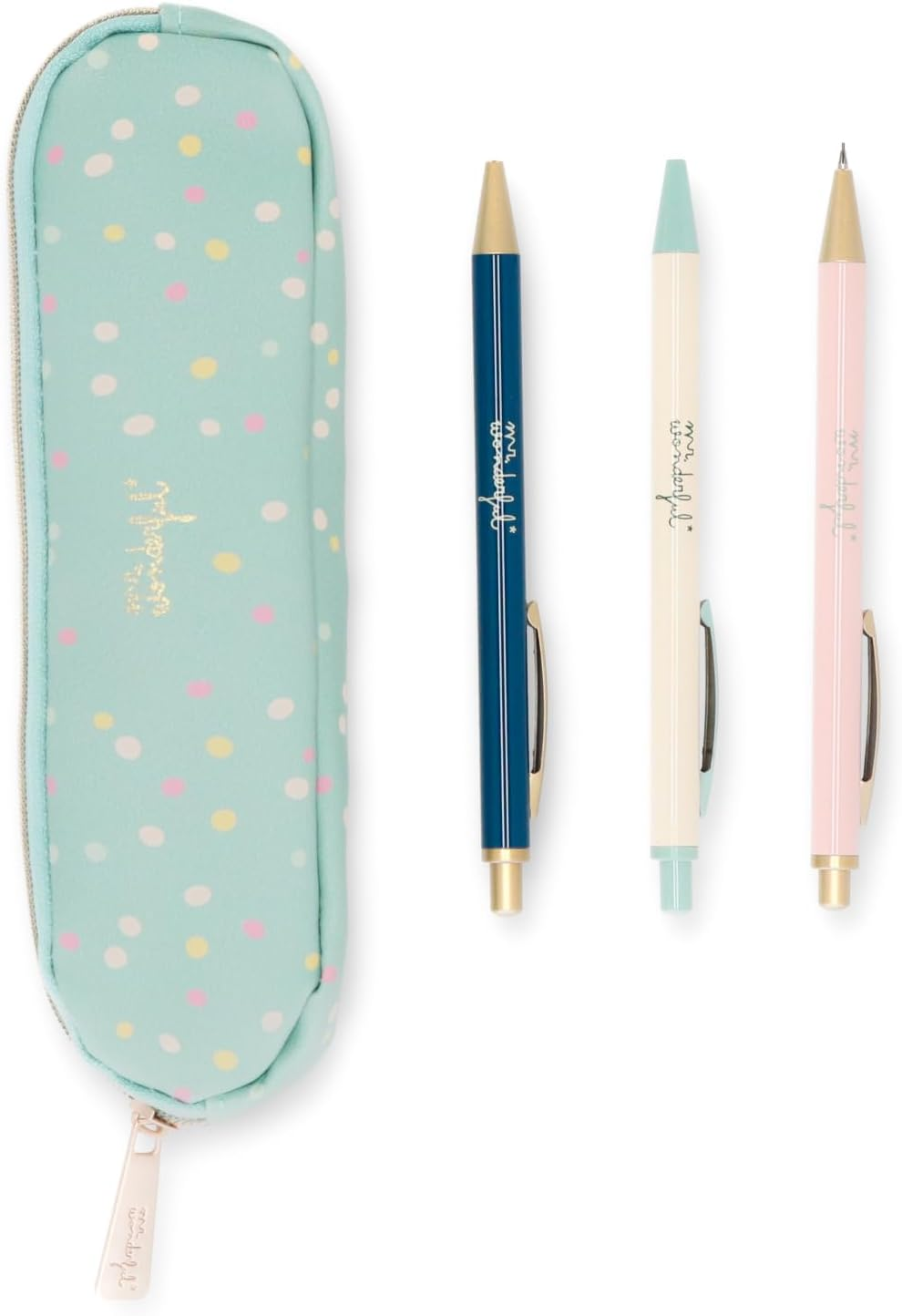 Mr. Wonderful Writing Set Polka Dot Print Case 2 Ballpoint Pens 1 Pencil image number 4