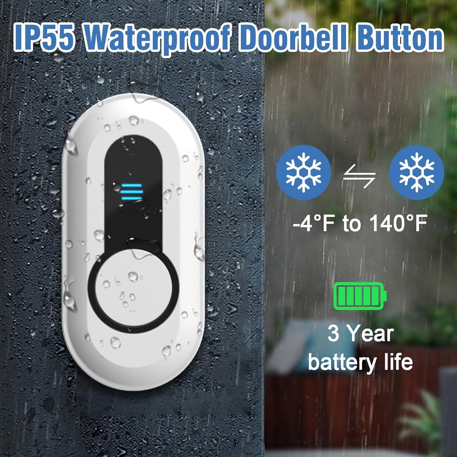 DAYTECH Wireless Doorbell Chimes, Portable Door Chime for Home Entry Remote Door Bell Ringer with 5 Adjustable Volume Levels and 20 Chimes, 1 Transmitter 2 Receivers image number 3