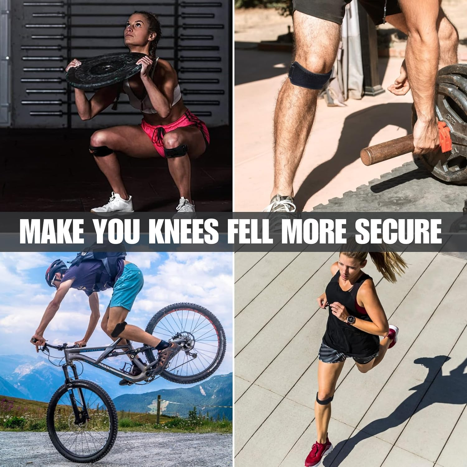 Patella Tendon Knee Strap 2 Pack, Knee Pain Relief Support Brace, JOMWEN Adjustable Brace for Jumpers Knee, Working Out, Weightlifting, Squats, Running, Tennis Basketball, Hiking image number 3