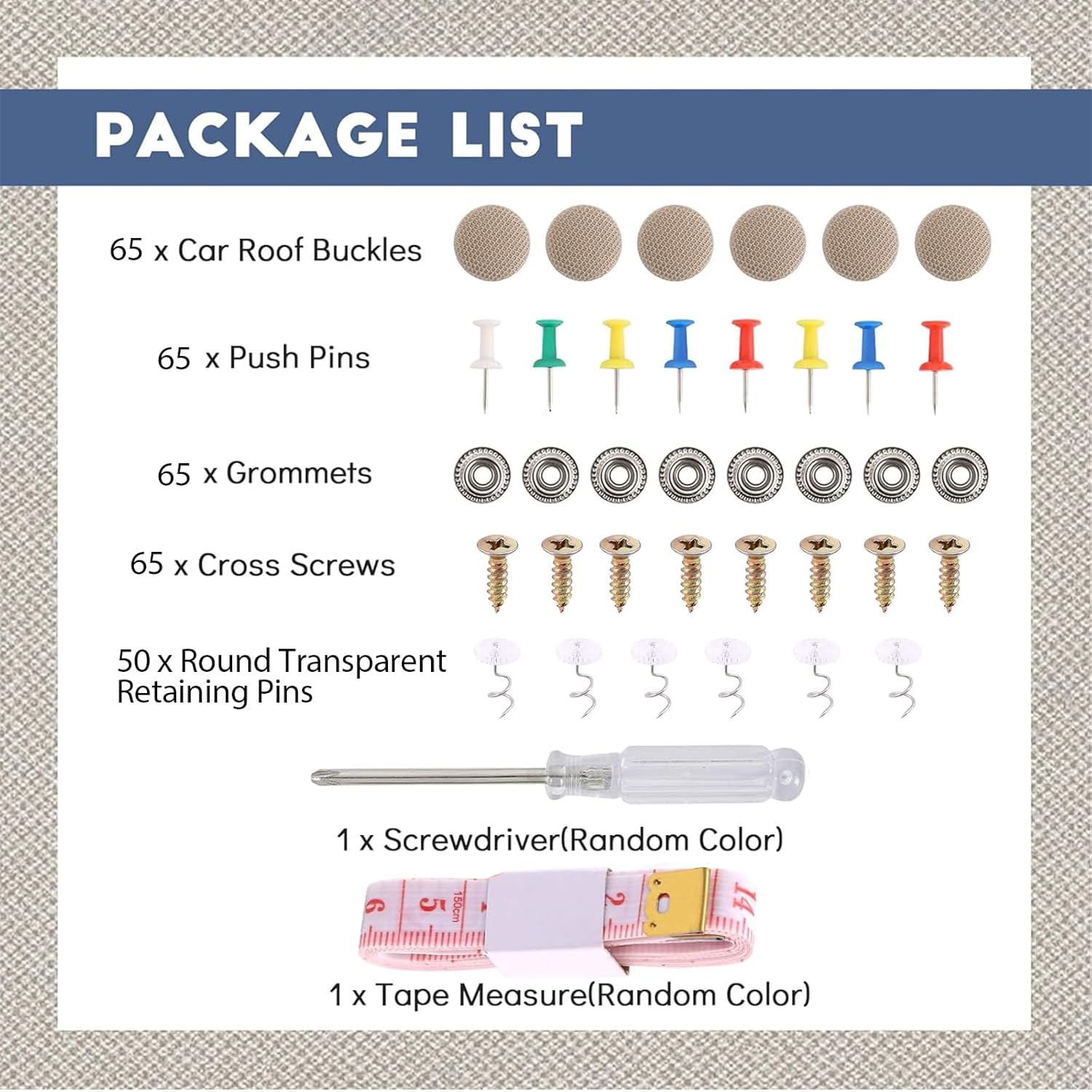 65 Set Automotive Car Roof Headliner Repair Button + 50 Pcs Rivets Repair Button, Auto Roof Snap Rivets Retainer for Interior Ceiling Cloth Fixing Repair Buckle with Installation Tool image number 3