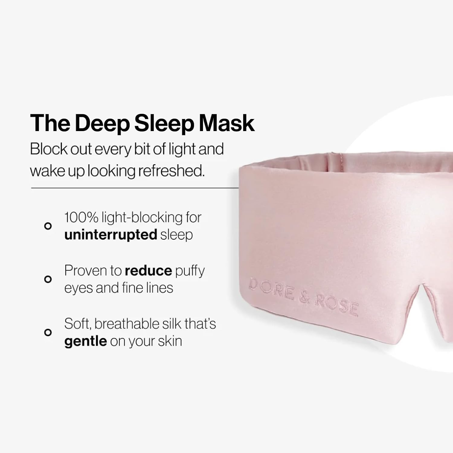Dore & Rose Deep Sleep Mask Light Blocking, 23 Momme Mulberry Silk Eye Mask, Ultra Soft, Adjustable - Travel Sleeping Mask for Men & Women