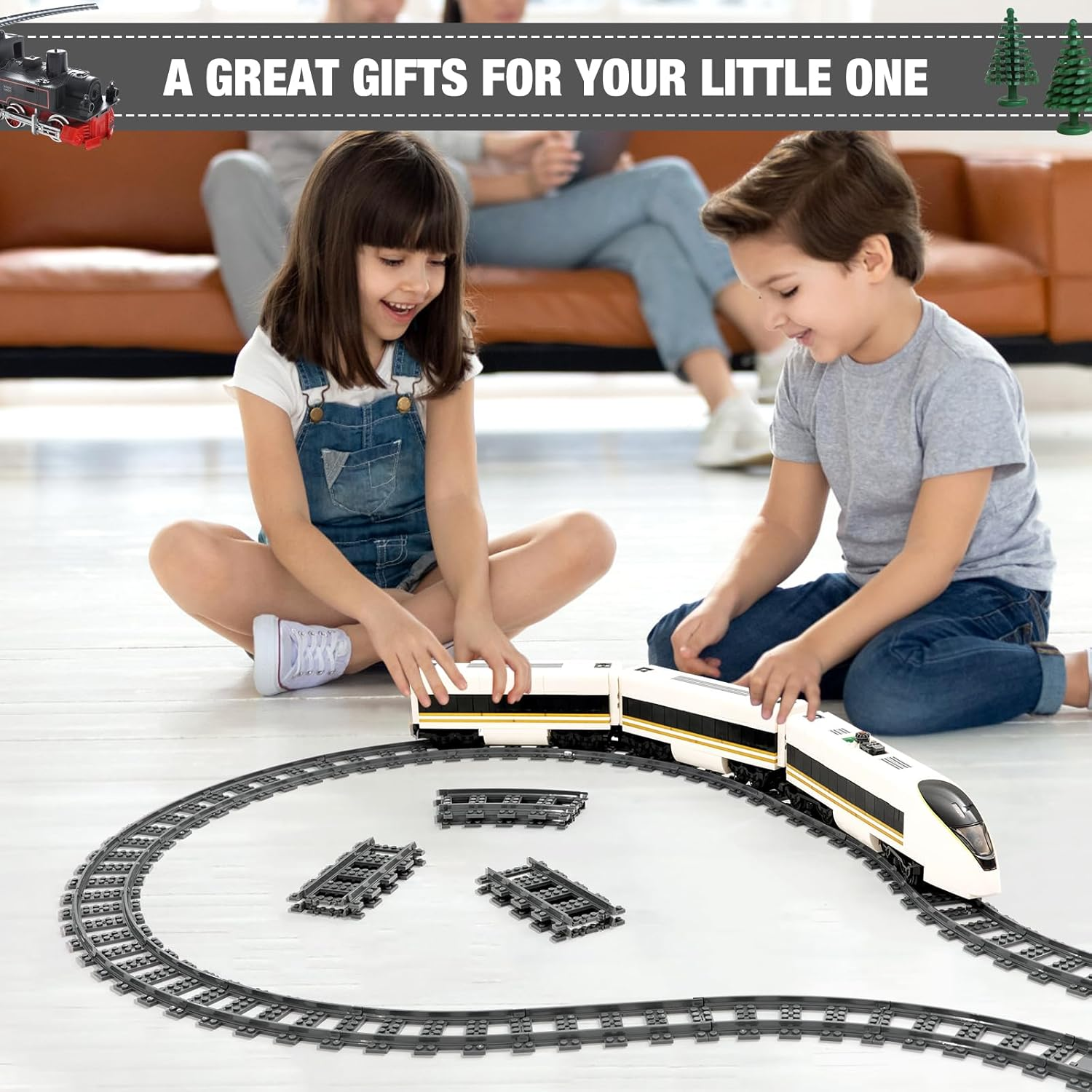 Mannidoo Classic City Train Tracks, 72 Pieces Railroad Tracks with 24 Flexible Tracks, 24 Curved Tracks and 24 Straight Tracks, Train Expansion Accessories Compatible with All Major Brands Track image number 4