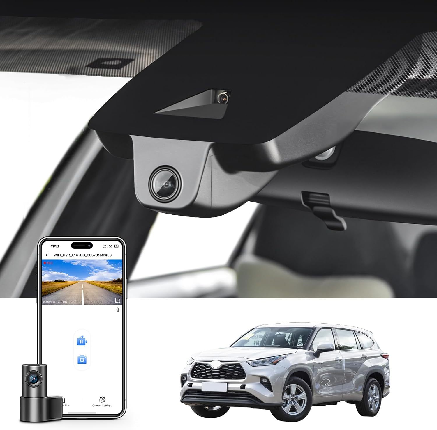 Mangoal Front 4K & Rear 1080P Dash Cam for Toyota Kluger & Hybrid Gen4 UX70 2020 2021 2022 2023 2024 2025 (Model A), XLE XSE Limited Platinum, Integrated OEM Look, App & Wifi,Gps,128Gb Card image number 1