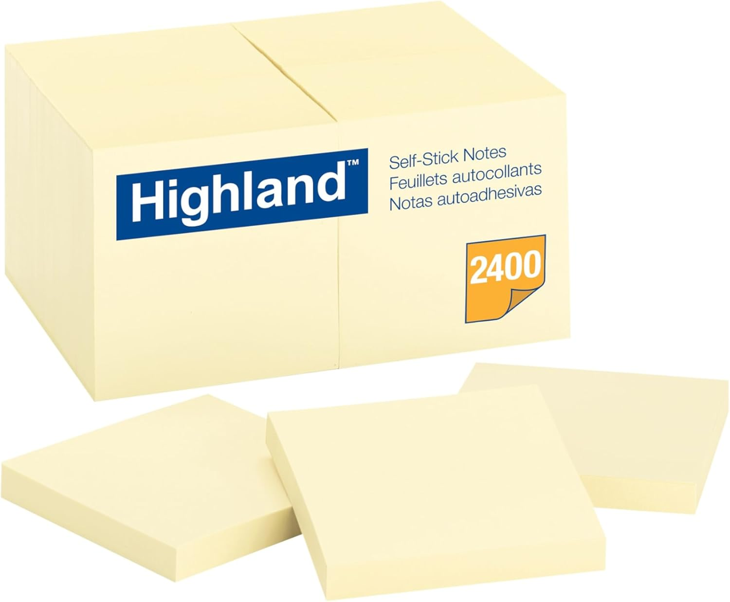 Highland Sticky Notes, 7.62 X 7.62 Cm, Yellow, Set of 24 (6549-24) image number 1