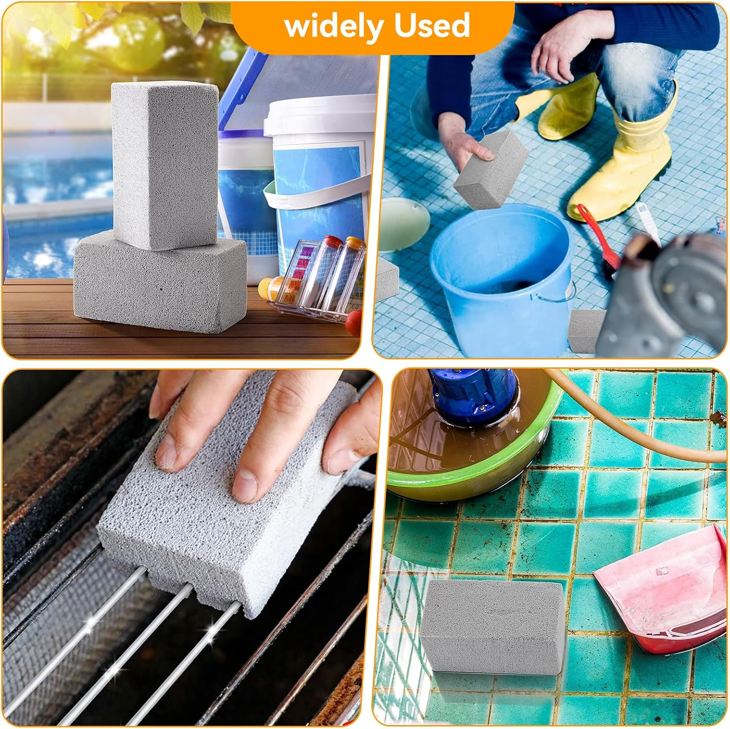 6 Pcs Grill Griddle Cleaning Brick Block, Barbecue Cleaning Stones, No Scratches Reusable Ecological Grill Cleaning Block, Pumice De-Scaling BBQ Block for Remove Grill Barbecue Nets Greases Stains (6)