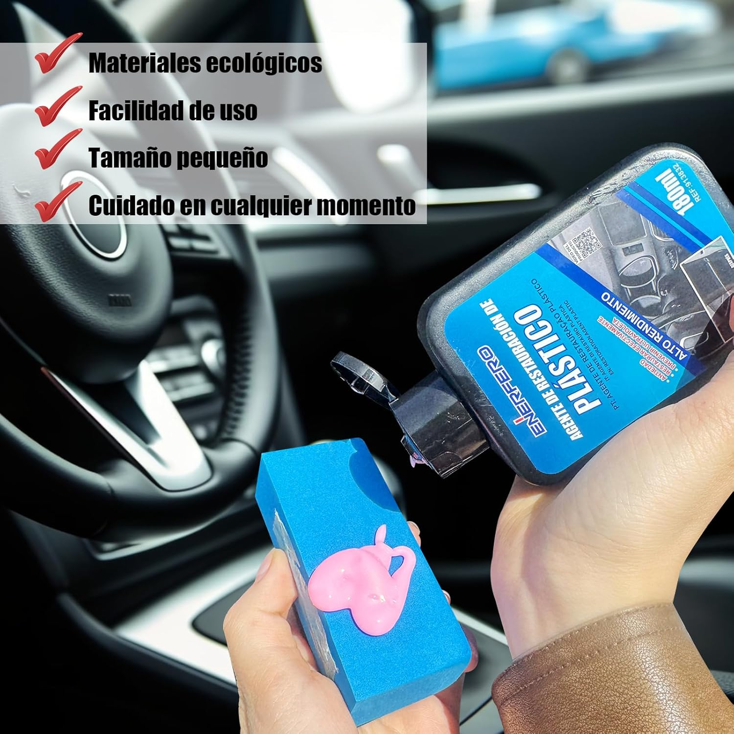 Car Interior Cleaner, Plastic Cleaner, Scratch Removal and Interior Cleaning, Restore Exterior of Car, Renewal of Plastics and Rubber Bands for Cars (Pack of 2) image number 2