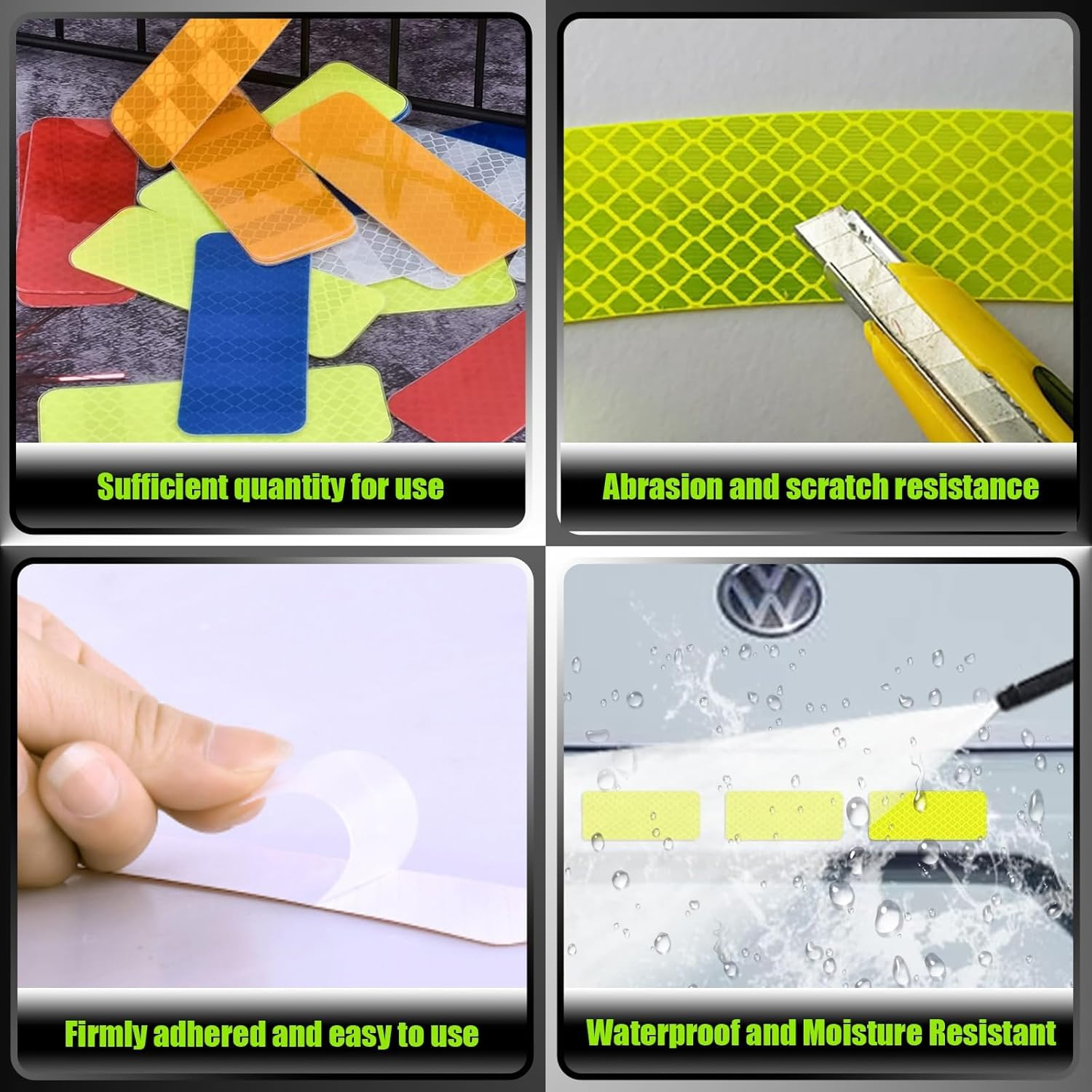 Reflective Stickers, 60 Pcs Night Warning Stickers, Outdoor Reflective Stickers for Vehicles, Cars, Motorcycles, Bicycles (6 Colors) image number 1