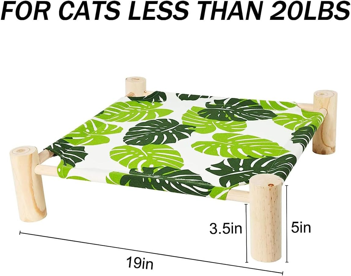 VENEKA Cat and Dog Hammock Bed Wooden Cat Elevated Cooling Outdoor Bed for Summer, Cat Beds for Indoor Cats B image number 1