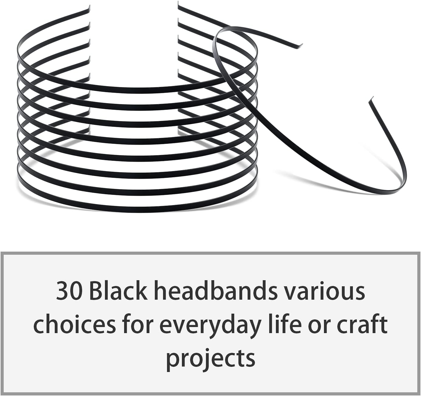 Lawie 30 Pack Bulk 3 MM Black Plain Blank Hard Skinny Thin Metal Headbands Base Wire Hair Bands Clasps Tiara Headband DIY Crafting Hair Accessories for Women image number 3