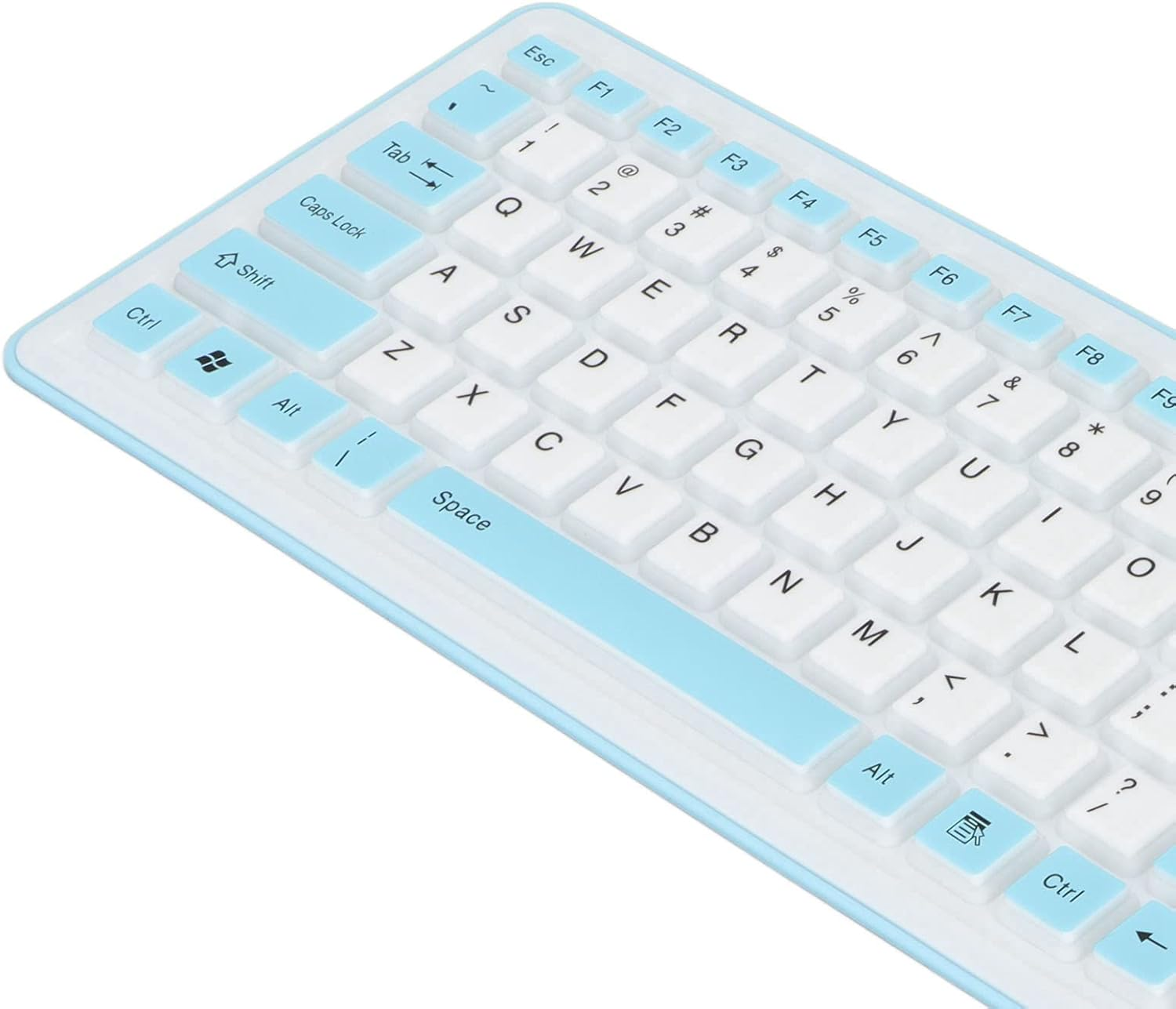 103 Keys Foldable Silicone Keyboard USB Wired Rollup Keyboard Roll up Soft Rubber Silicone Keyboard for PC Notebook Laptop Desktop Computer (Blue) - Blue image number 5