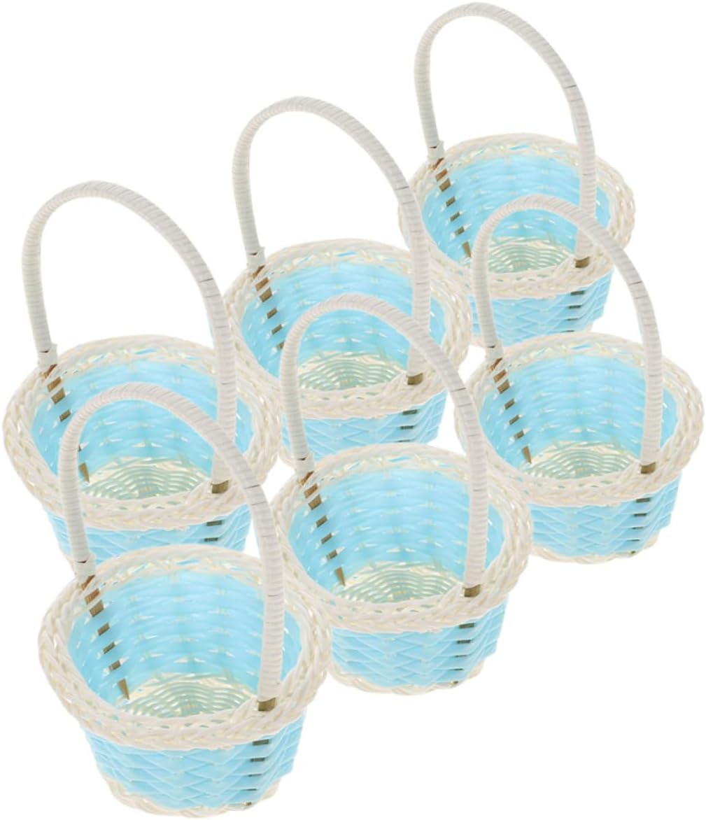 6Pcs Woven Baskets Plastic Storage Baskets Tiny Candy Serving for Shower Party Favors image number 4