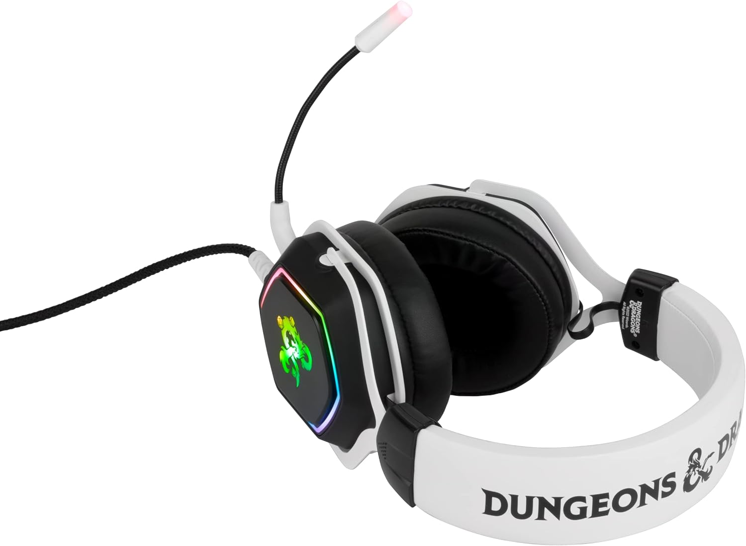 Konix Dungeons & Dragons Gaming-Headset Rainbow F&uuml;r PC - 50 Mm Lautsprecher - Mikrofon - 2 M Usb-Kabel - Hintergrundbeleuchtung - Wei&szlig; Und Schwarz image number 2