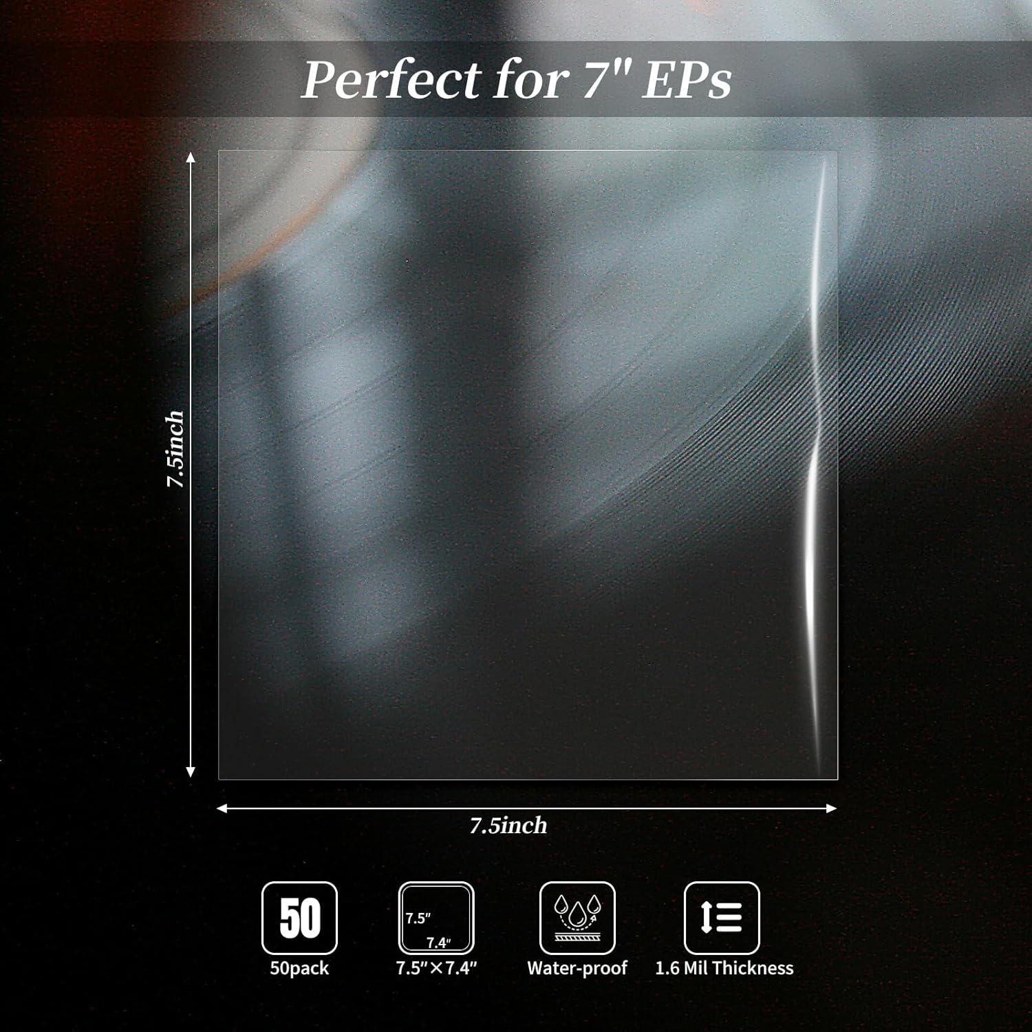 Sdroceryam 7 Inches Vinyl Record Outer Sleeves, 50Pcs Clear EP Album Covers Anti- Static Outer Sleeves for 45 RPM Record Collection Protection image number 5